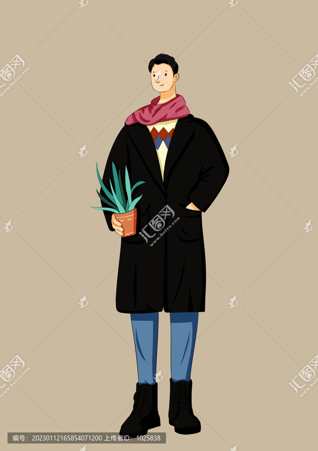 手繪插畫男生