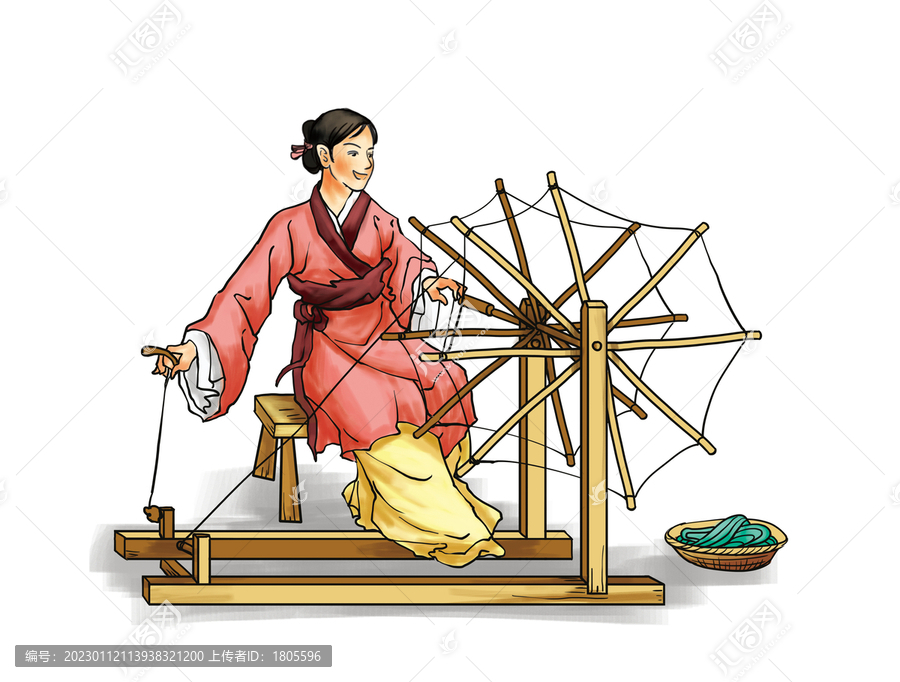手工紡織織布粗布插畫