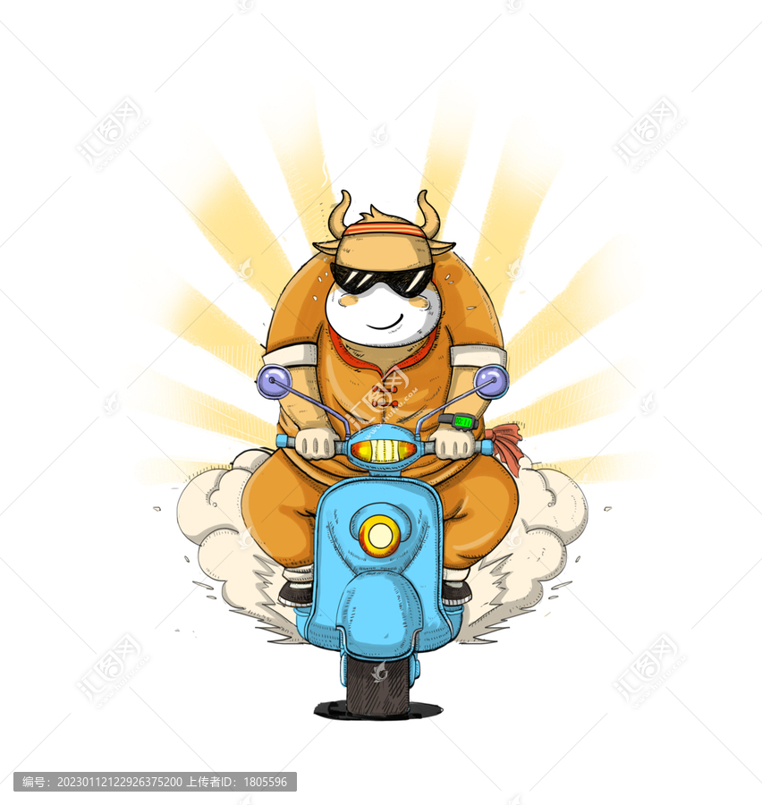 卡通牛插畫外賣牛