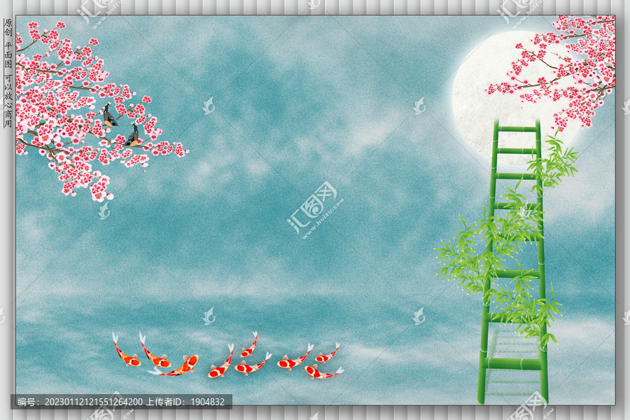 原創(chuàng)花鳥背景墻