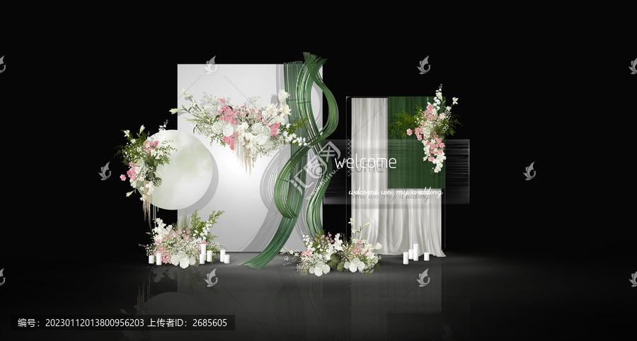 白綠粉婚禮效果圖