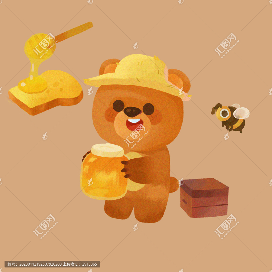 小熊蜂蜜卡通動物元素