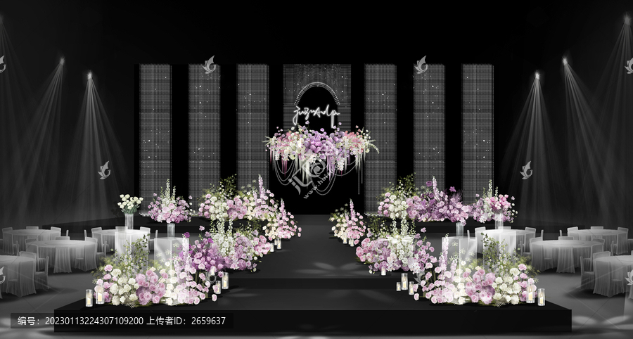 白粉色韓式婚禮效果圖