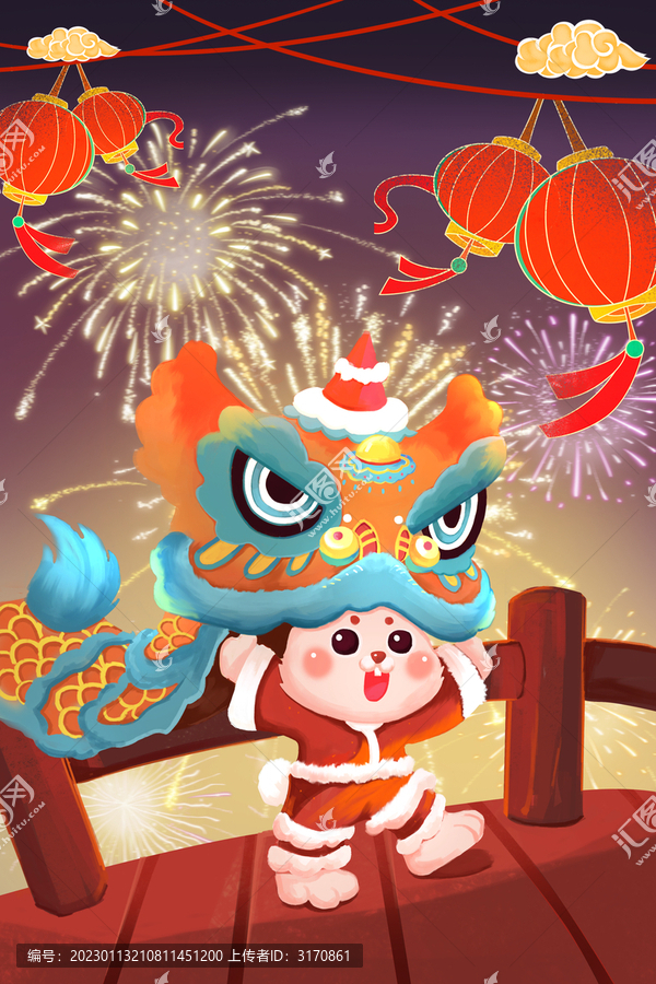 兔年新年插畫兔年新年海報