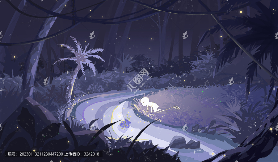 熱帶森林平面插畫