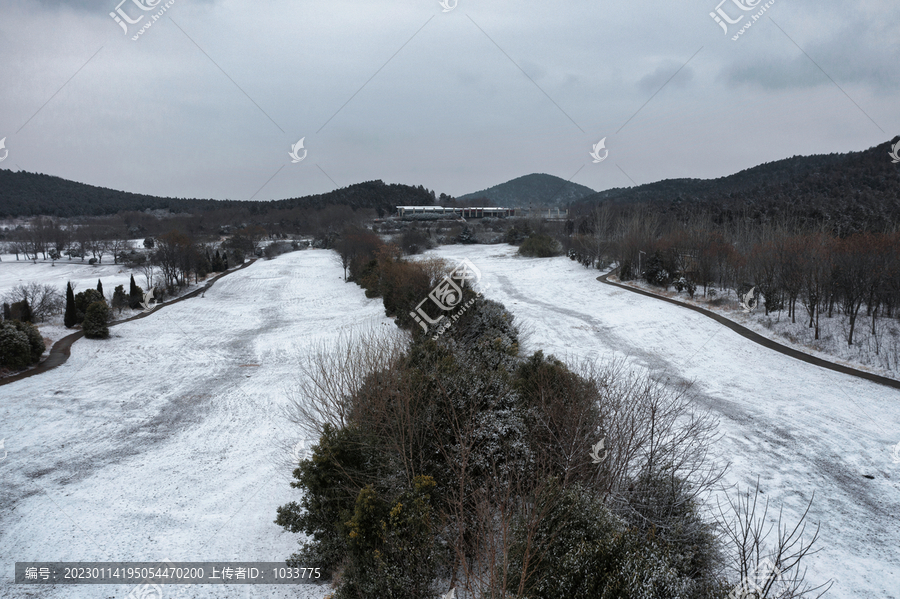 航拍徐州小桂林雪景