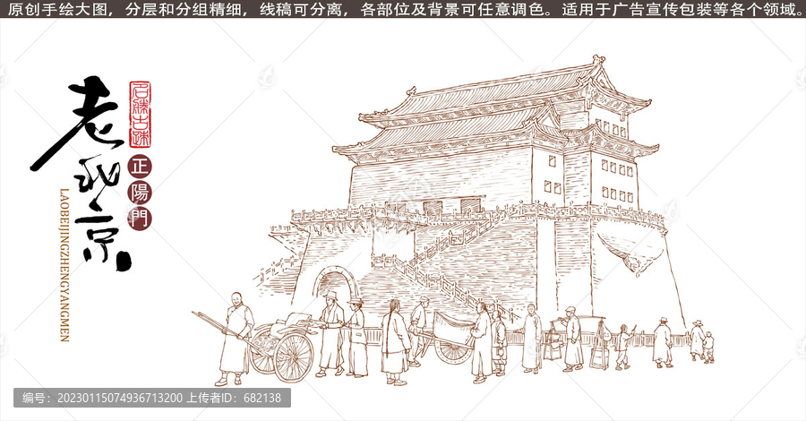 老北京正陽(yáng)門插畫(huà)線描版