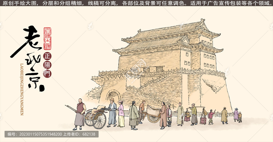老北京正陽(yáng)門插畫