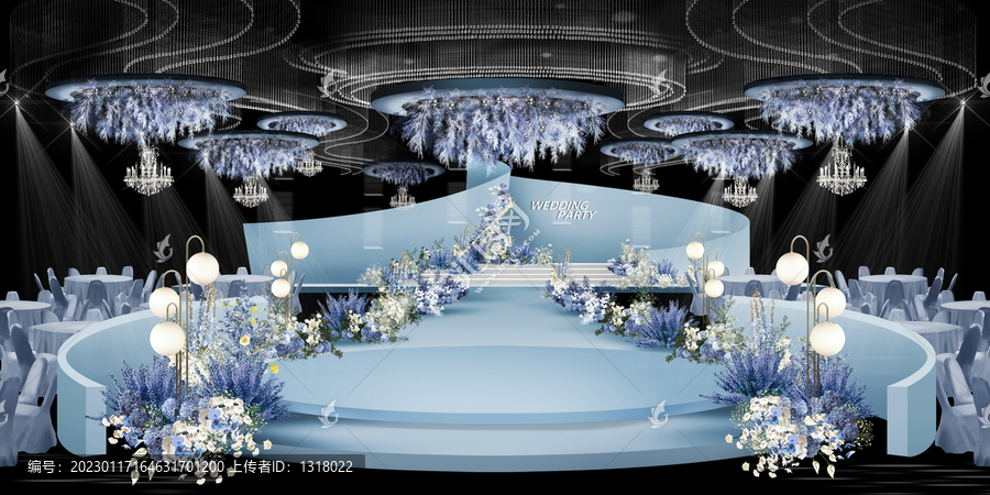 蓝白水晶韩系婚礼