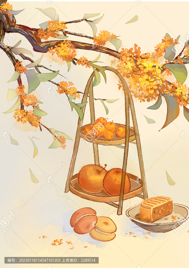 國風(fēng)秋季桂花意境圖