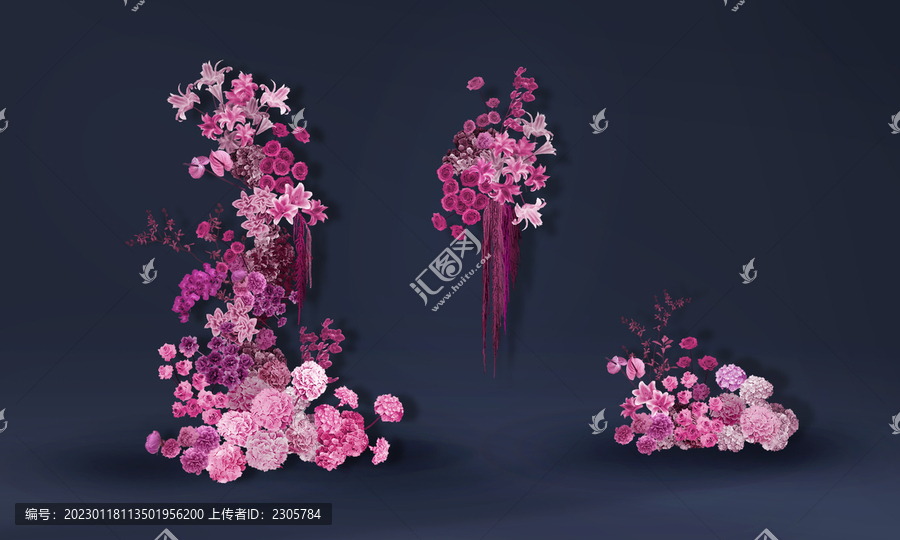 玫粉色系藝術(shù)手繪花藝素材