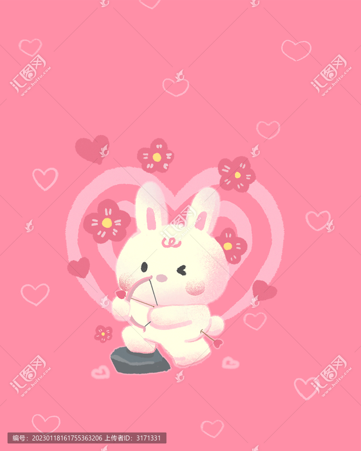 桃花兔兔年愿望節(jié)日