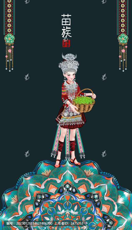 苗族包裝插畫