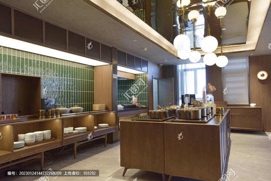高檔餐廳自助取餐臺內景