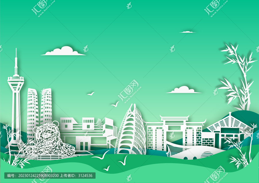 成都城市地標(biāo)建筑矢量插畫