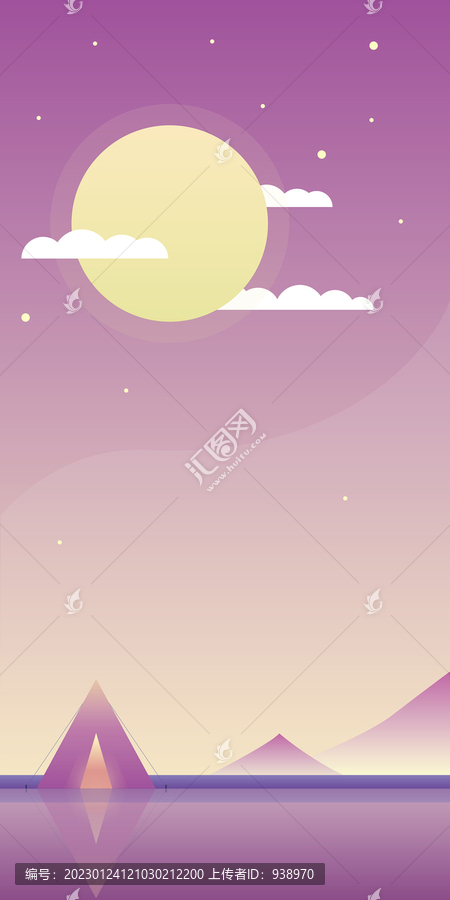 月光下的平原唯美插畫