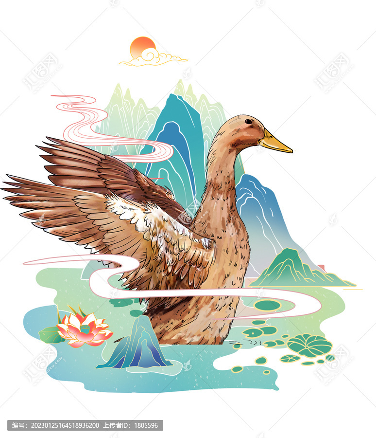 麻鴨插畫鴨海鴨