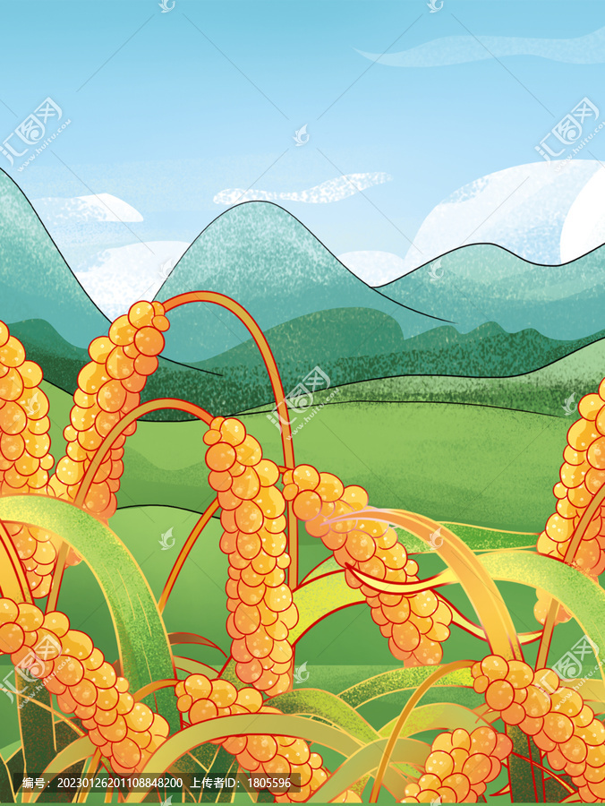 小米插畫谷子插畫分層