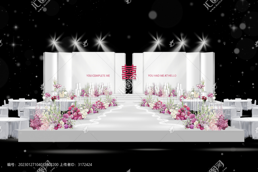 玫紅色秀場風(fēng)婚禮效果圖