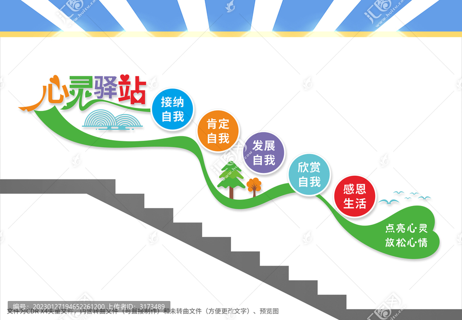心靈驛站樓梯文化墻