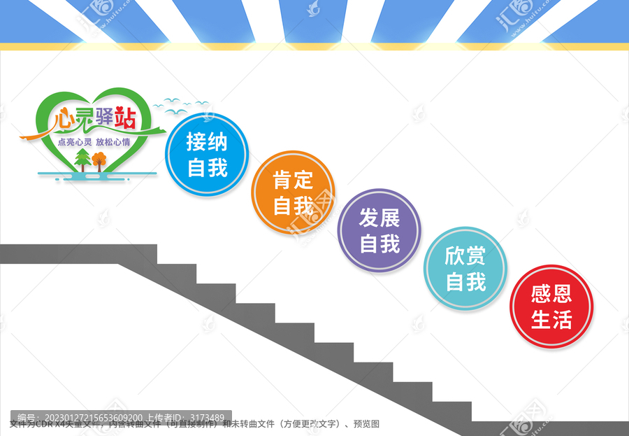 心靈驛站樓梯文化墻