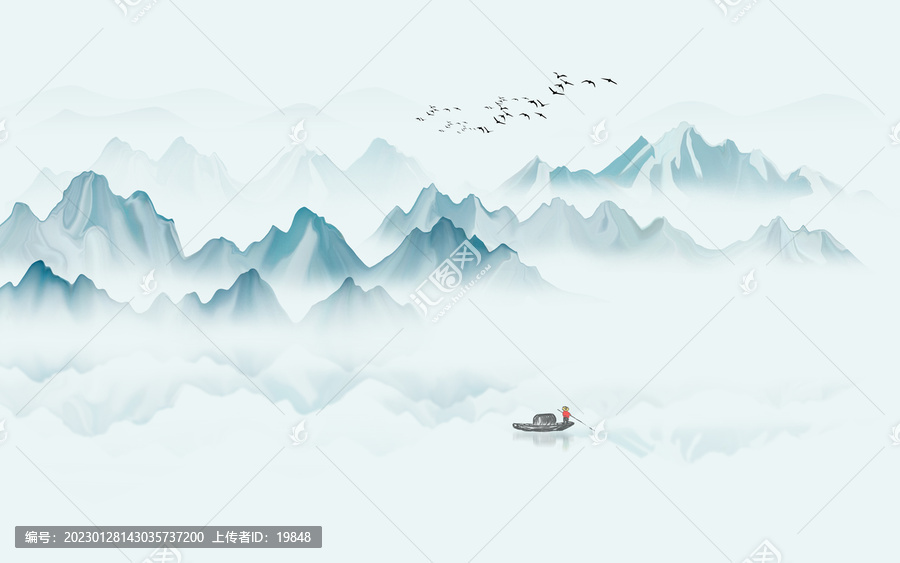 新中式山水畫(huà)背景墻