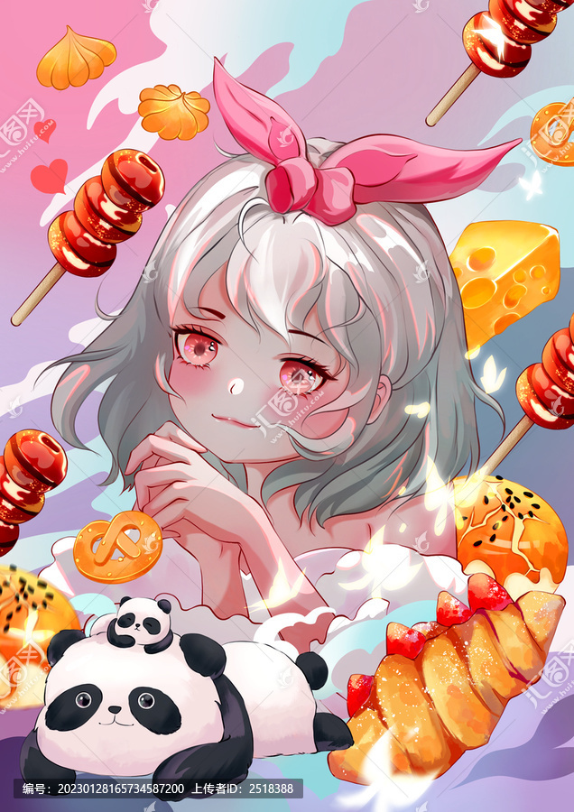 美食幻想女孩插畫