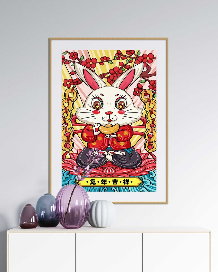 2023手繪兔子國(guó)潮包裝插畫