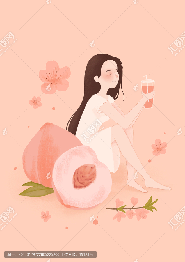 手繪唯美水果飲料包裝插畫海報(bào)