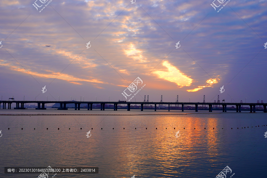 深圳前海湾日落广东沿江高速