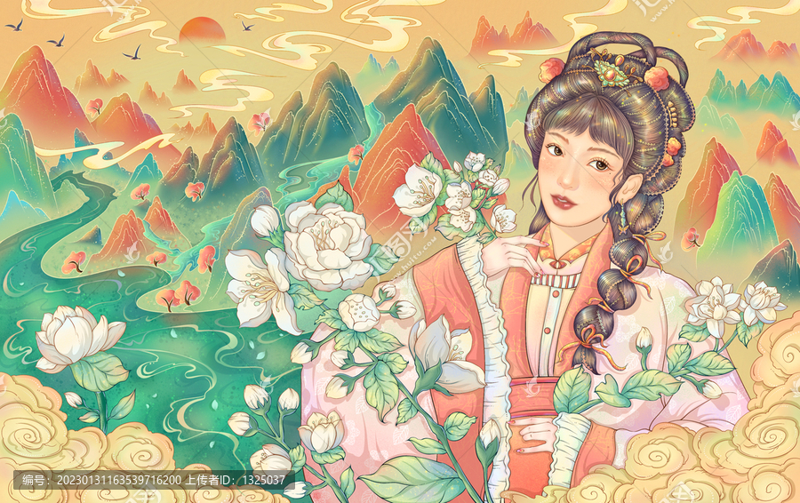 茉莉花茶包裝插畫