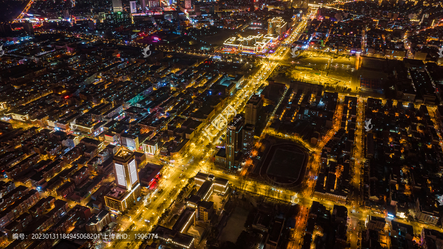 中国长春春节夜晚的城区景观