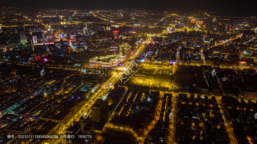 中国长春春节夜晚的城区景观