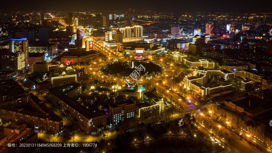 中国长春春节夜晚的城区景观