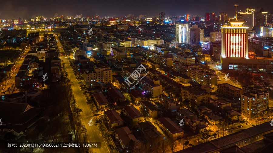 中国长春春节夜晚的城区景观