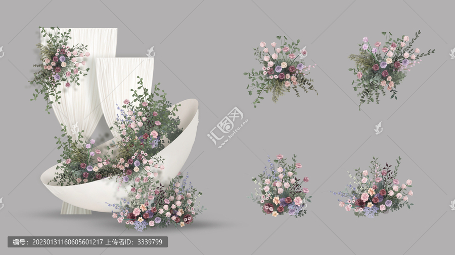 紫綠色婚禮花藝素材