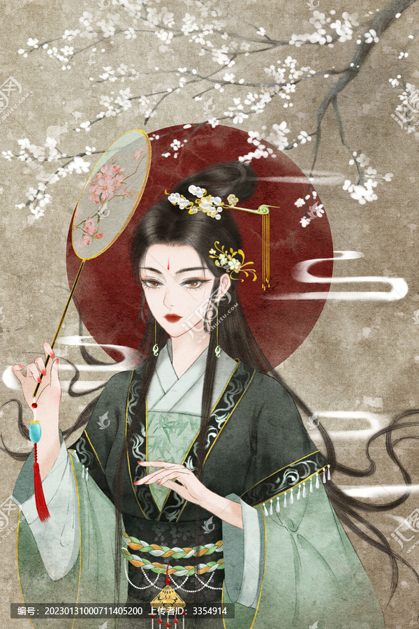 漢服美女古風(fēng)插畫
