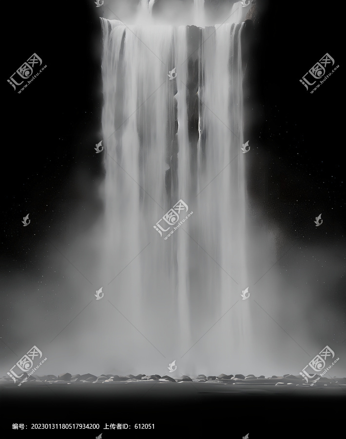 瀑布清流流水生財(cái)圖
