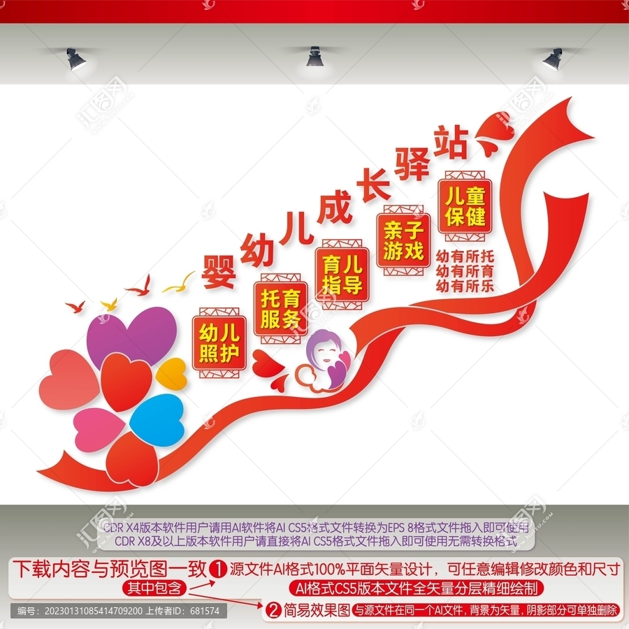 嬰幼兒成長驛站樓梯間文化墻