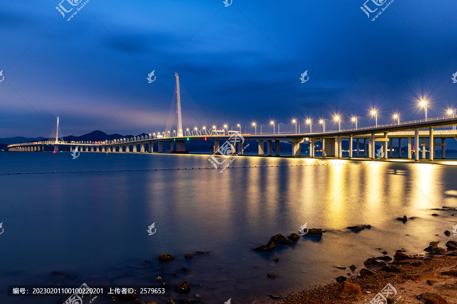 深圳湾公路大桥夜景灯光