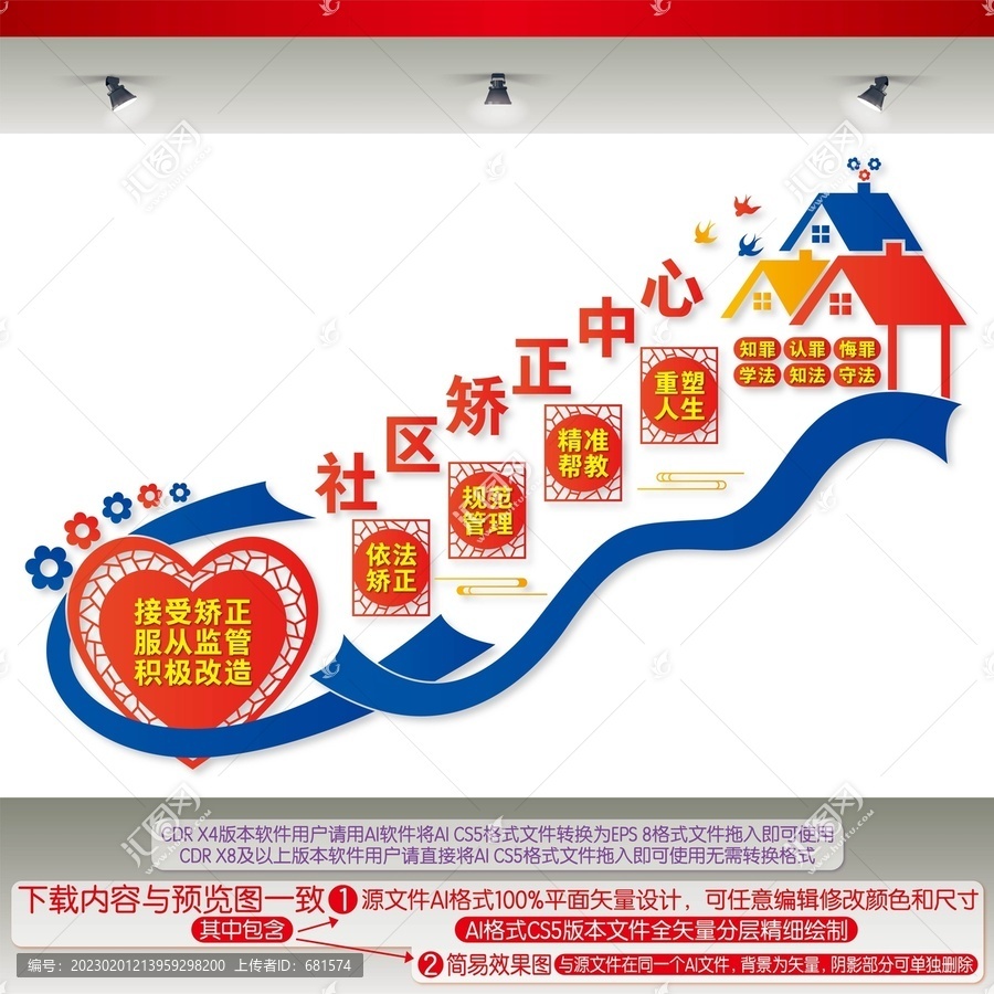 社区矫正中心楼梯间文化墙