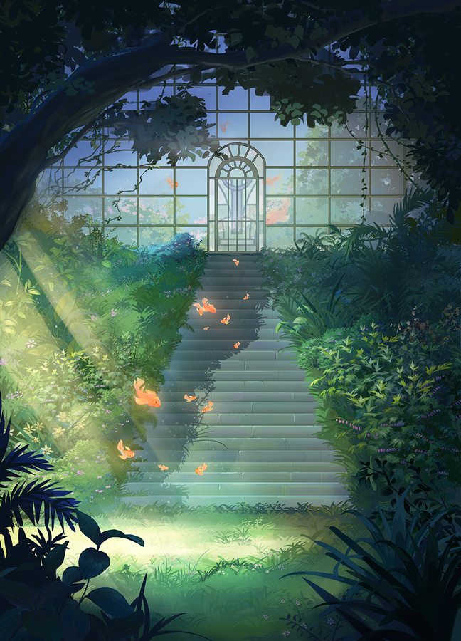 林中小屋女孩和貓