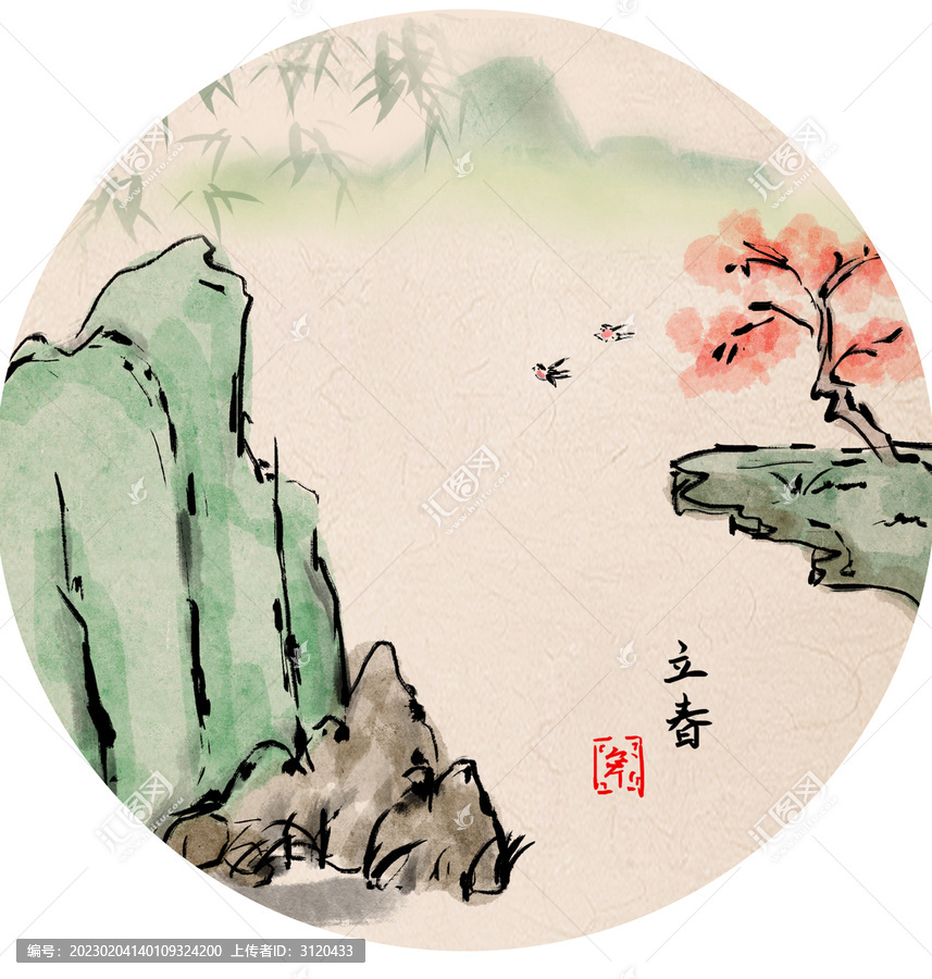 手繪中國(guó)畫(huà)水墨畫(huà)春天小品