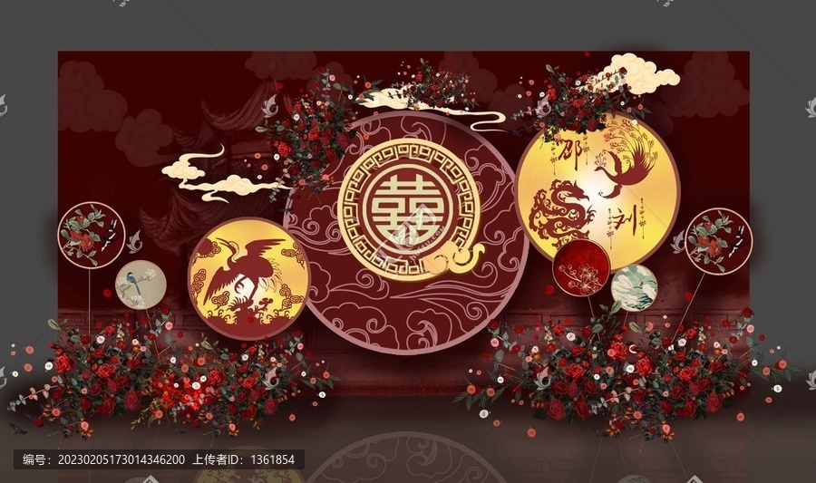 紅色中式古風(fēng)婚禮迎賓效果圖