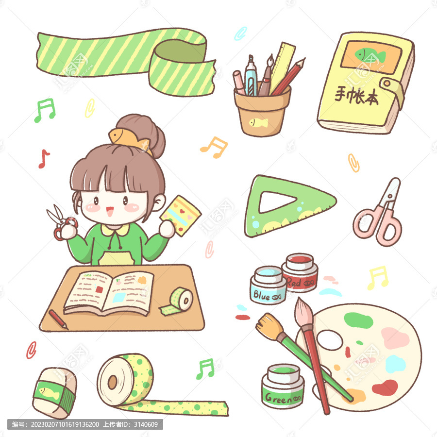 描邊風(fēng)Q版手帳貼紙手帳日常
