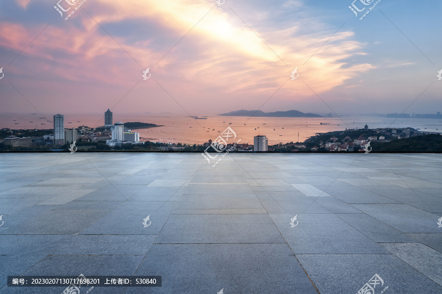 地砖地面和城市景观