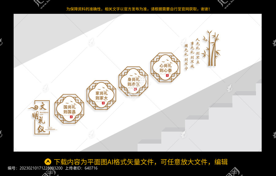 文明禮儀樓梯文化墻