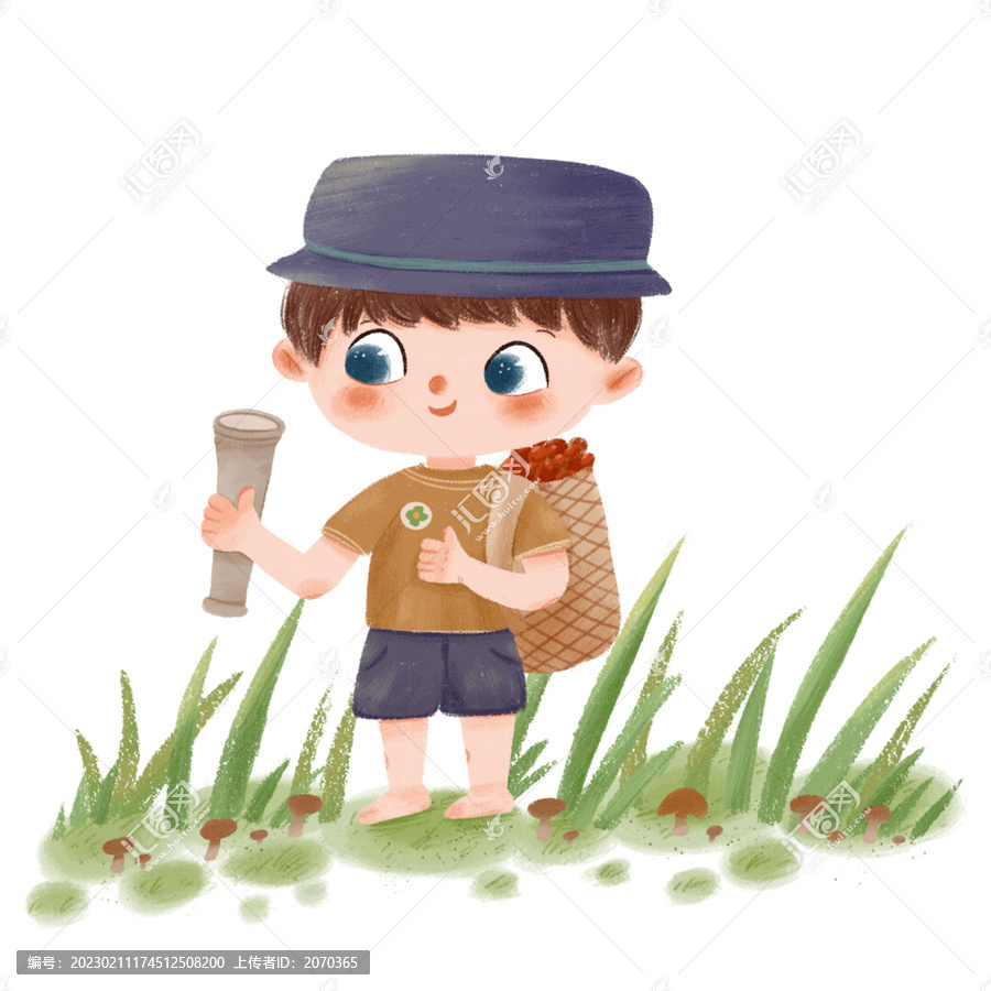 兒童插畫可愛的小男孩