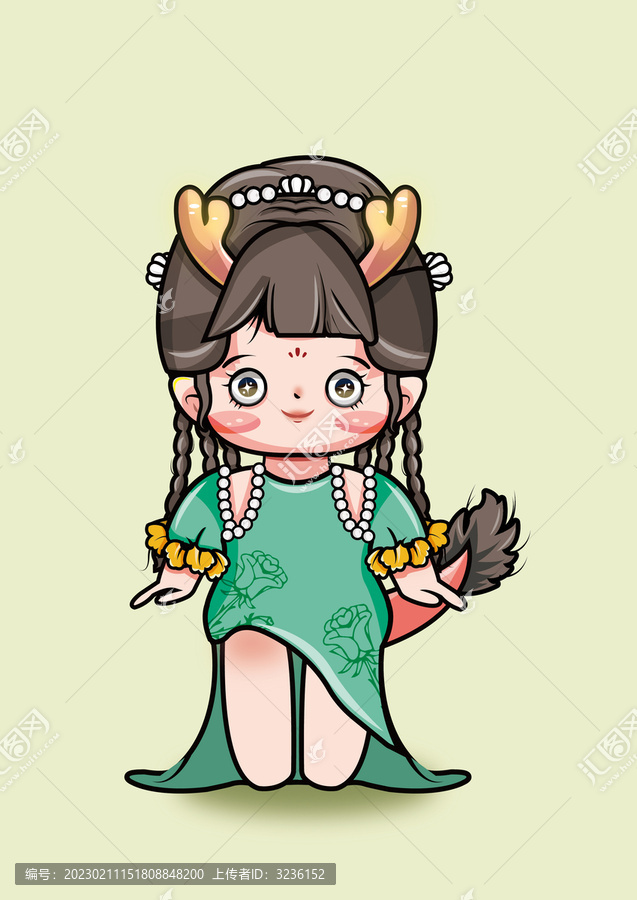 小龍人卡通擬人綠色服裝