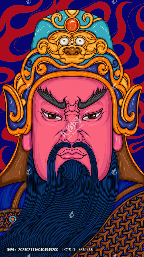 關(guān)公國潮裝飾畫插畫
